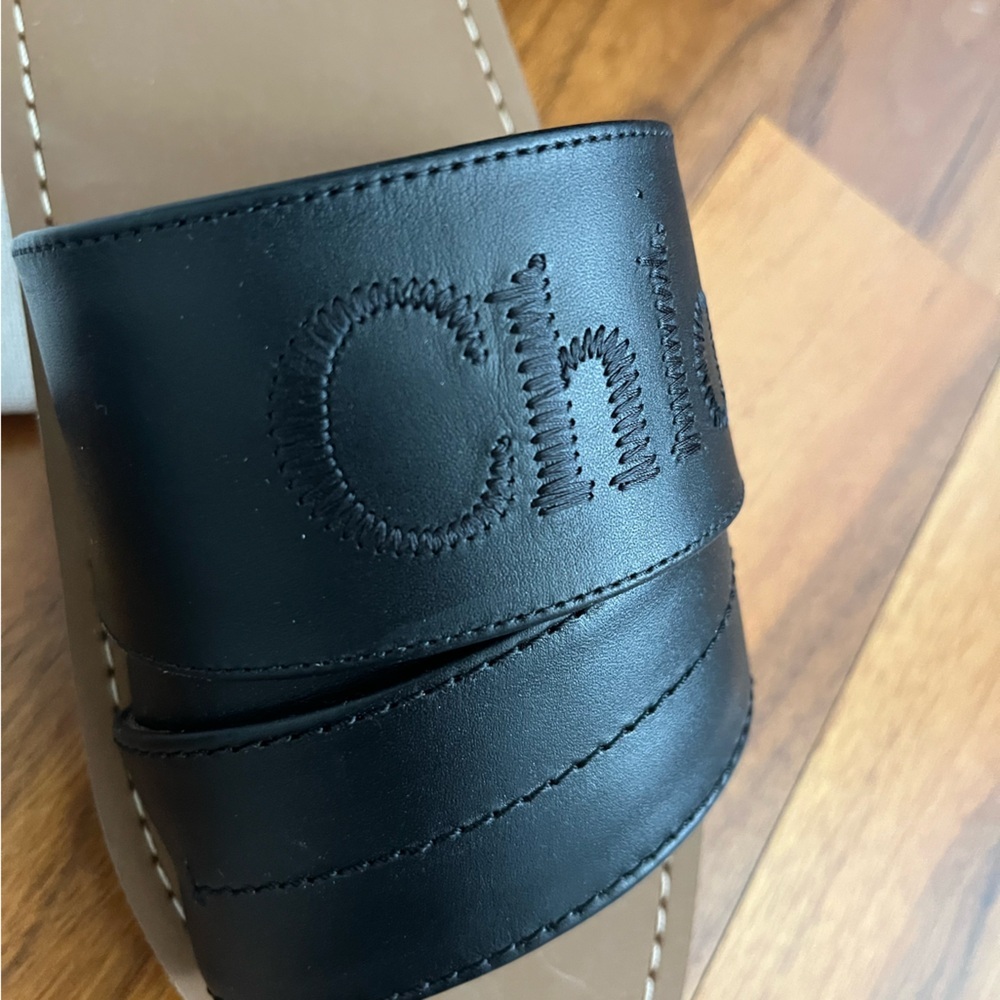 Chloe Woody Logo Leather Strap Slides Sandals size 40, NEW - Picture 4 of 14